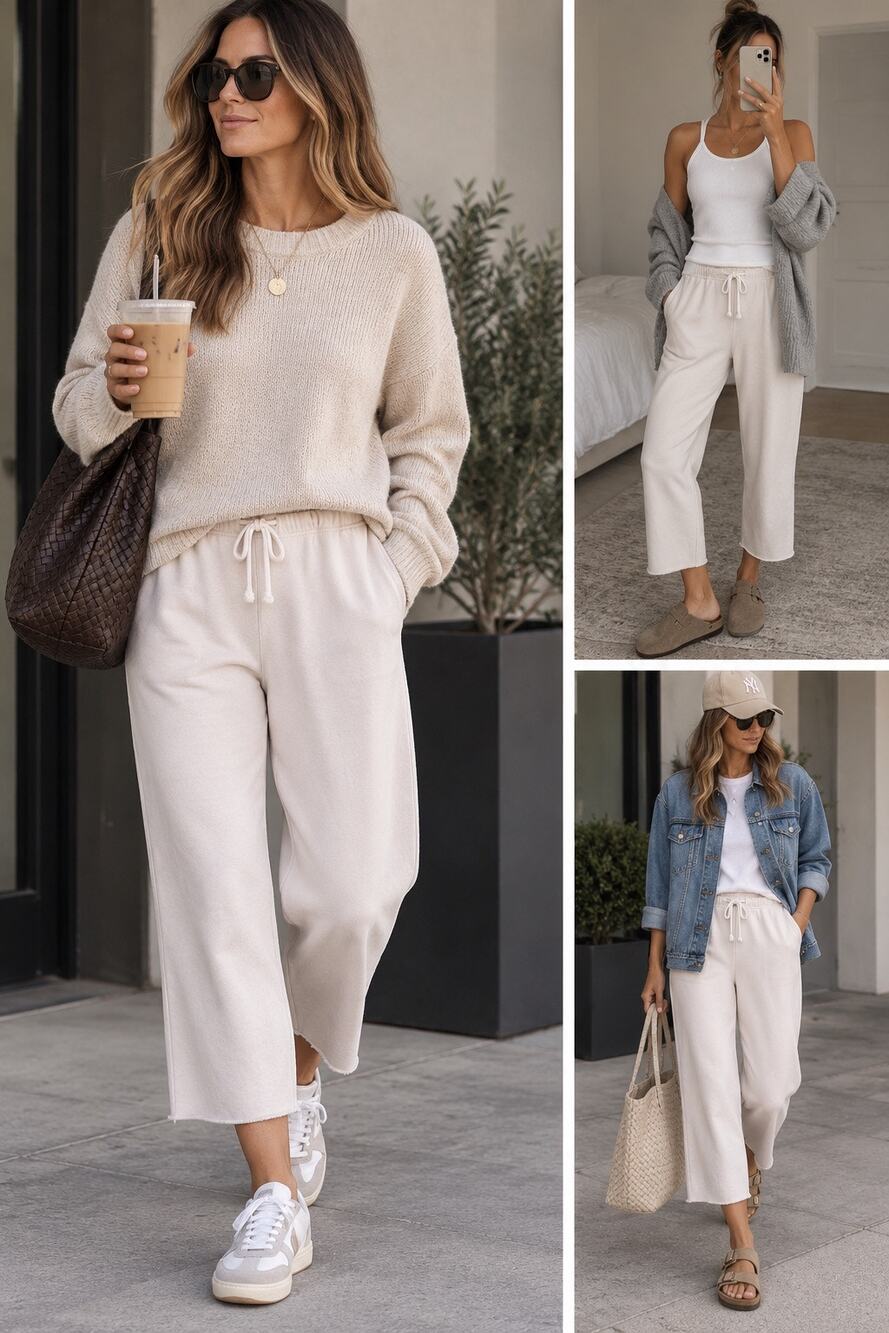 Frank & Eileen Catherine Favorite Cropped Wide Leg Sweatpants Vintage Rose XL